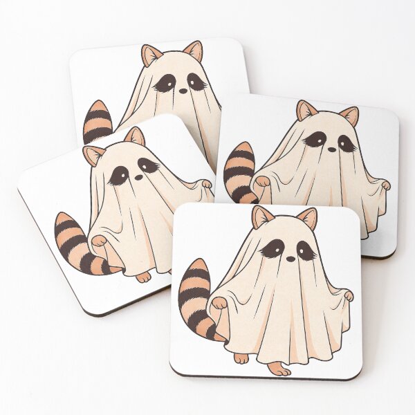 Item preview, Cute Raccoon in Ghost Costume Halloween Art designed and sold by ArtfulWeave.