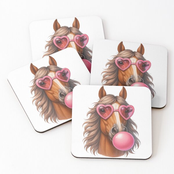 Item preview, Funny Horse with Heart Glasses and Bubble Gum designed and sold by ArtfulWeave.