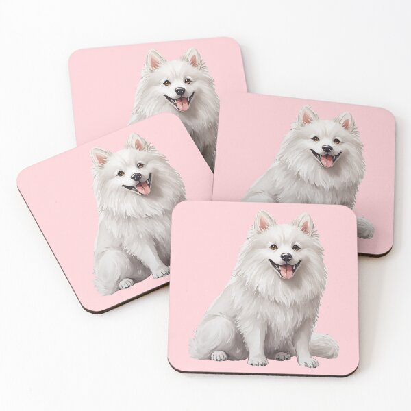 Item preview, American Eskimo Dog White Fluffy Puppy Watercolor (pink) designed and sold by Magnolia Valley Art.