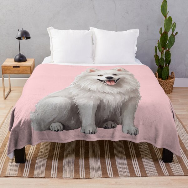 Item preview, American Eskimo Dog White Fluffy Puppy Watercolor (pink) designed and sold by Magnolia Valley Art.