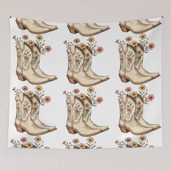 Item preview, Vintage Cowboy Boots with Wildflowers designed and sold by ArtfulWeave.