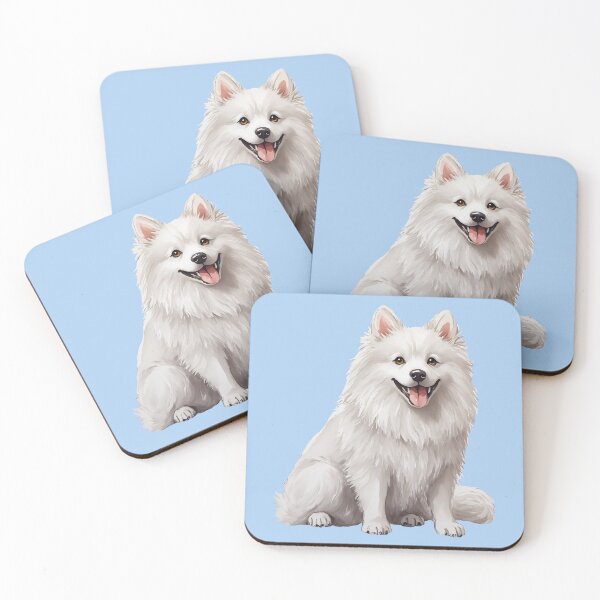 Item preview, American Eskimo Dog White Fluffy Puppy Watercolor (blue) designed and sold by Magnolia Valley Art.