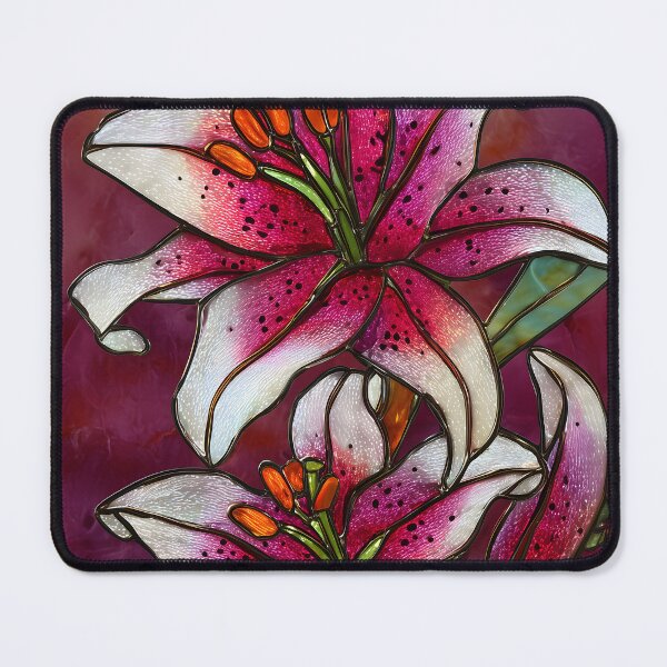 Item preview, Pink Lilies Stained Glass designed and sold by happywkndclub.