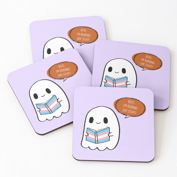 Item preview, Boo, I’m Reading Gay Stuff – Funny Halloween Trans Ghost designed and sold by Cannaxes Studio.