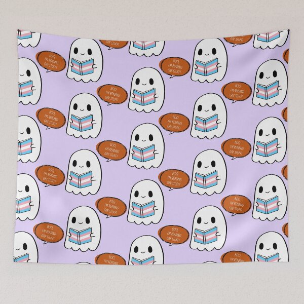 Item preview, Boo, I’m Reading Gay Stuff – Funny Halloween Trans Ghost designed and sold by Cannaxes Studio.