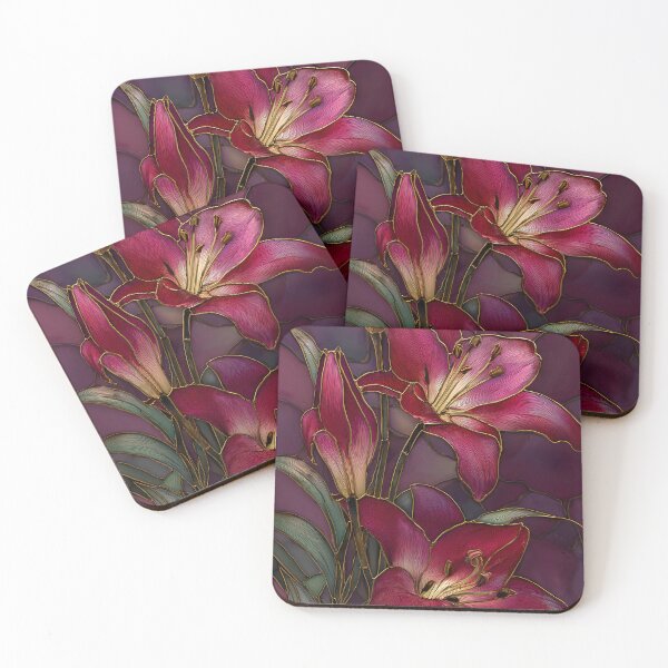 Item preview, Fall Lilies Stained Glass designed and sold by happywkndclub.