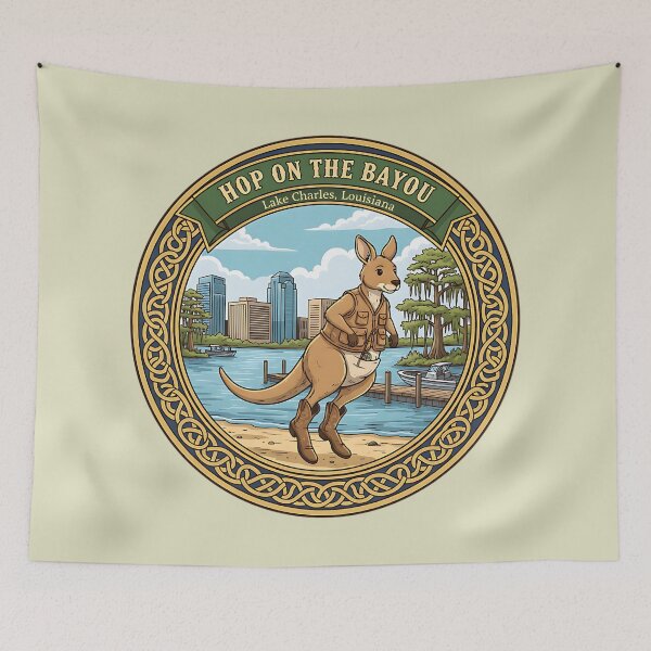 Item preview, Hop on the Bayou – Lake Charles Kangaroo Explorer Design designed and sold by PostersMode.