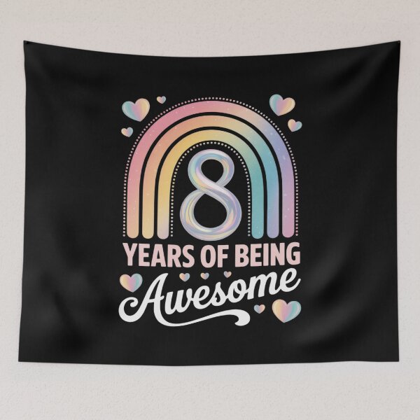 Item preview, 8 Years Of Being Awesome Rainbow Tie Dye 8th Birthday Girl  designed and sold by ClassicAnthony.