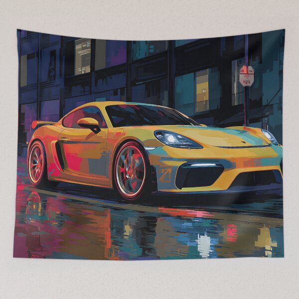 Item preview, Porsche 718 Cayman GT4 Creative Wall Art Print designed and sold by AutoPopStudio.
