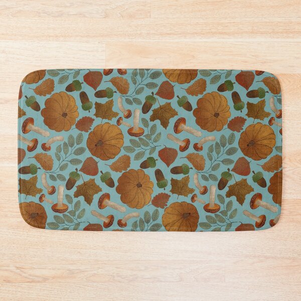Item preview, Dusty Teal Autumn Pumpkins Woodland & Leaves designed and sold by Claudia S. Design.