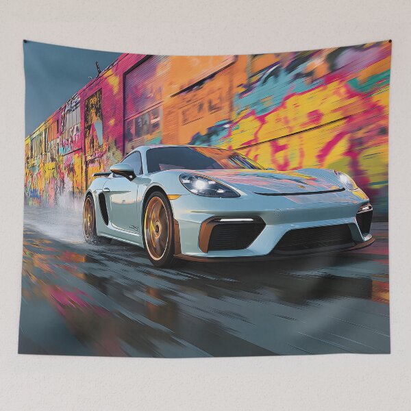 Item preview, Unique Pop Art Porsche 718 Cayman GT4 Painting designed and sold by AutoPopStudio.