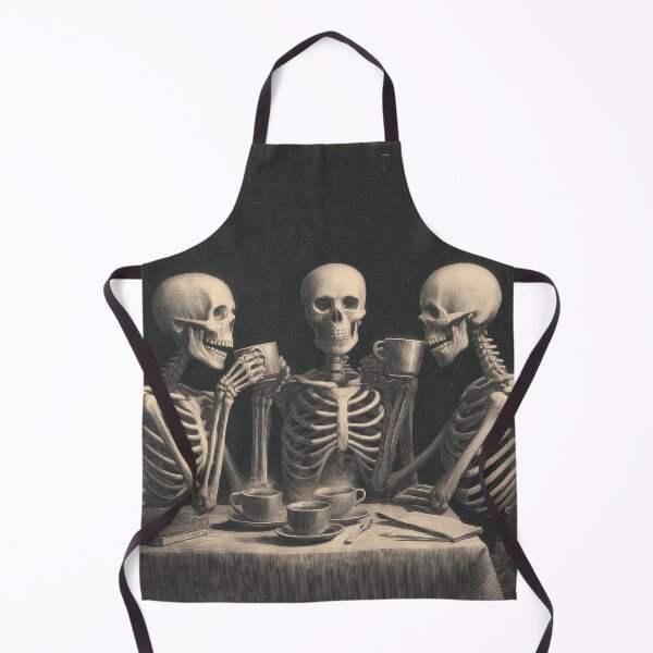 Item preview, Skeleton Coffee Club | Vintage Halloween Horror Illustration designed and sold by VilnaArtPrints.