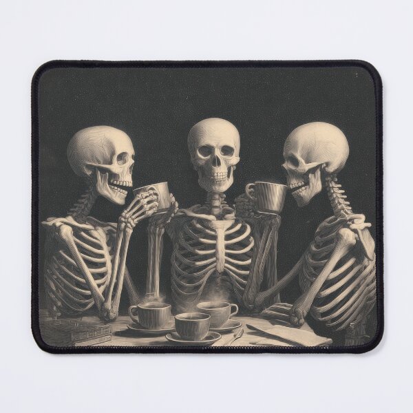 Item preview, Skeleton Coffee Club | Vintage Halloween Horror Illustration designed and sold by VilnaArtPrints.