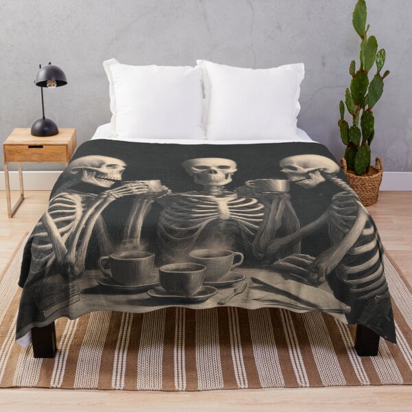 Item preview, Skeleton Coffee Club | Vintage Halloween Horror Illustration designed and sold by VilnaArtPrints.