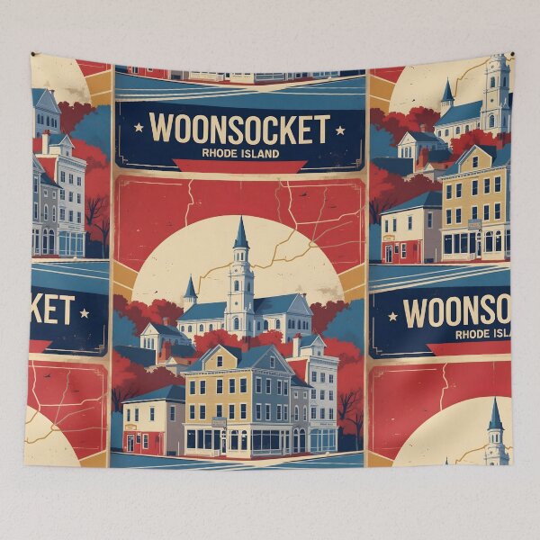 Item preview, Woonsocket Rhode Island 1950s USA Vintage Travel Tourism designed and sold by TravelersGems.