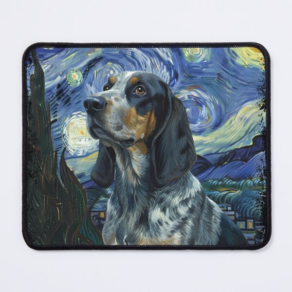 Item preview, Bluetick coonhound in the nigth with star and moon, impressionism, famous painting, Starry Night Style Van Gogh painting bluetick coonhound Lover designed and sold by Collagedream.
