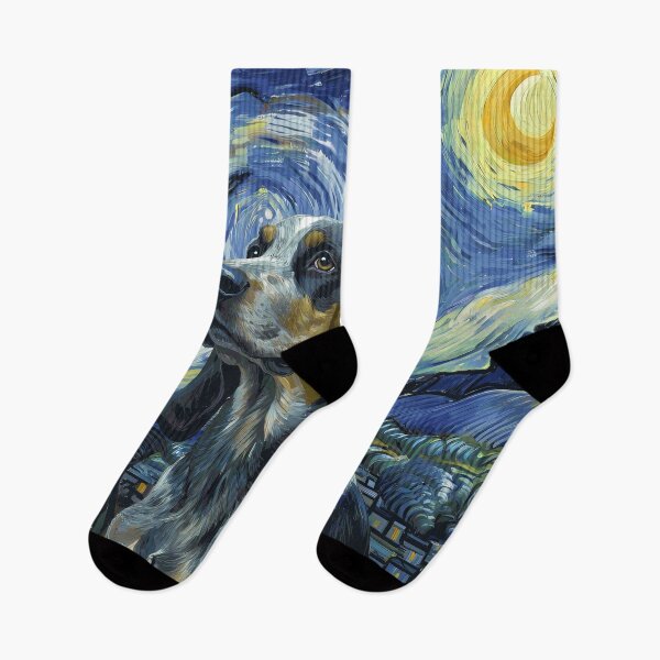 Item preview, Bluetick coonhound in the nigth with star and moon, impressionism, famous painting, Starry Night Style Van Gogh painting bluetick coonhound Lover designed and sold by Collagedream.