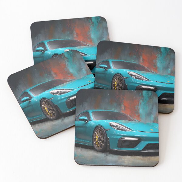 Item preview, Porsche 718 Cayman GT4 Color Splash Pop Art Print designed and sold by AutoPopStudio.