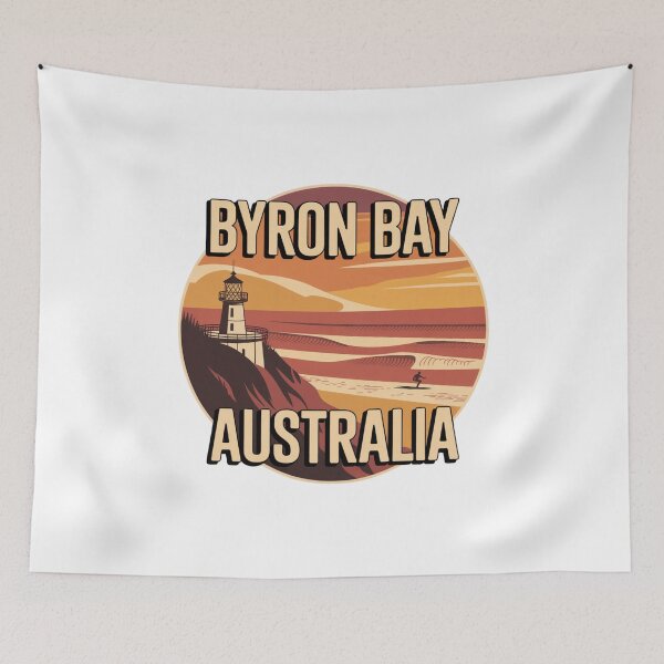 Item preview, Byron Bay Australia Retro Lighthouse Surf Art designed and sold by CircinusStore.