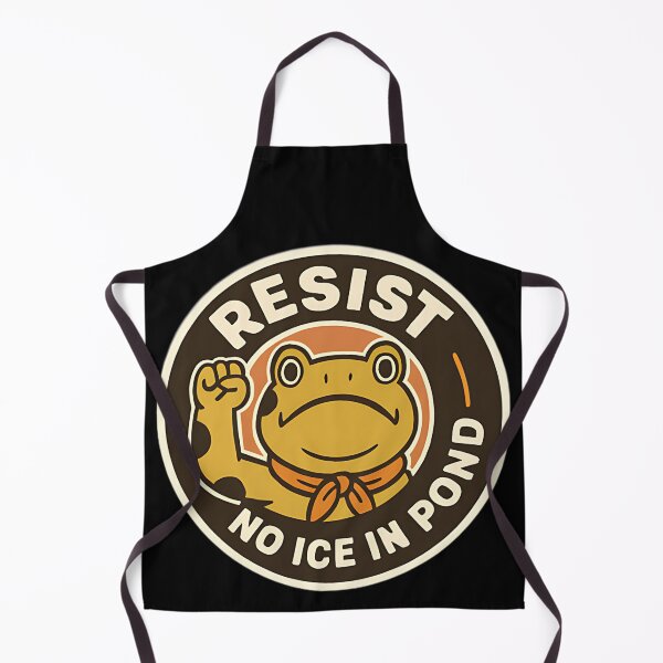 Item preview, Resist No Ice in Pond frog protest retro vintage environmental awareness art designed and sold by ArtDesignTp.