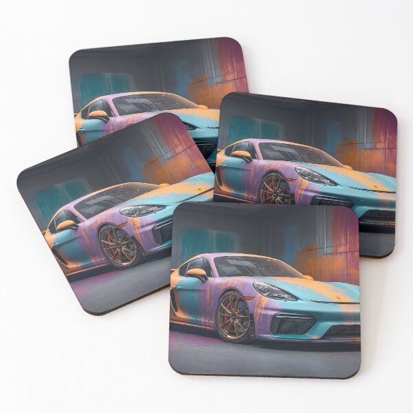 Item preview, Porsche 718 Cayman GT4 Pop Art Painting Print designed and sold by AutoPopStudio.