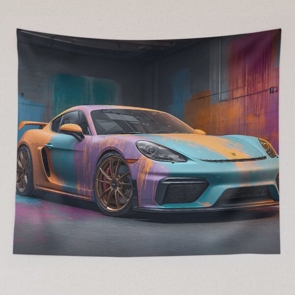 Item preview, Porsche 718 Cayman GT4 Pop Art Painting Print designed and sold by AutoPopStudio.