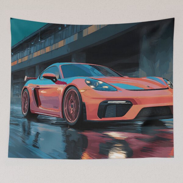 Item preview, Porsche 718 Cayman GT4 Wall Art for Supercar Fans designed and sold by AutoPopStudio.