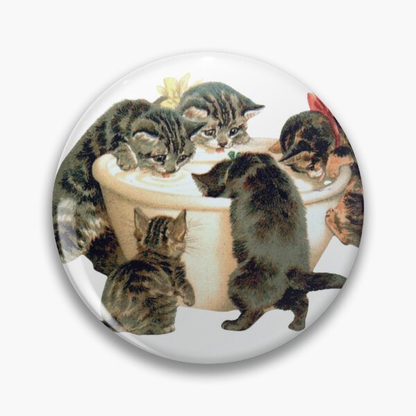 Item preview, Cute Kitty Drinking Milk Illustration kitty cute soft pretty cute cat adorable romantic pink tabby vintage pretty feline kat designed and sold by She was a  Dreamer....