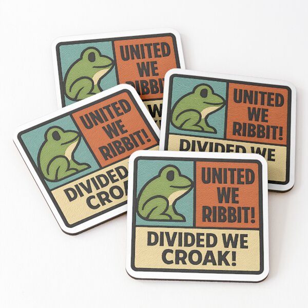 Item preview, United We Ribbit Divided We Croak funny frog quote humor amphibian unity design designed and sold by ArtDesignTp.