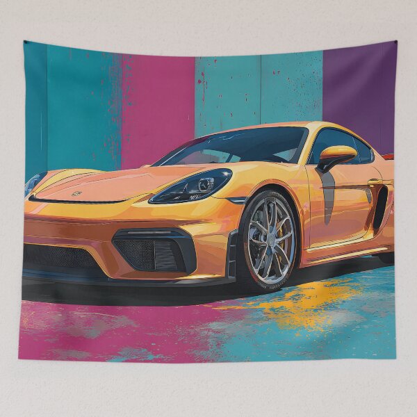 Item preview, Porsche 718 Cayman GT4 Bold Colors Pop Art Poster designed and sold by AutoPopStudio.