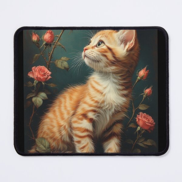 Item preview, kitty roses cute soft pretty cute cat adorable romantic pink orange vintage pretty feline kat designed and sold by She was a  Dreamer....