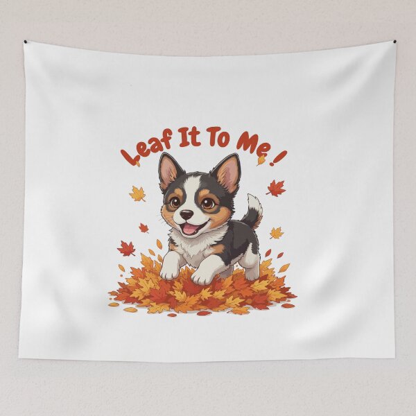 Item preview, Leaf It To Me Feist Dog Running in Fall Leaves Cute Autumn designed and sold by The Real Life Symphony.