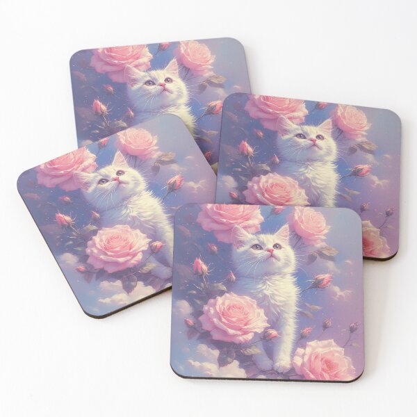 Item preview, kitty roses cute soft pretty cute cat adorable romantic pink tabby vintage pretty feline kat designed and sold by She was a  Dreamer....