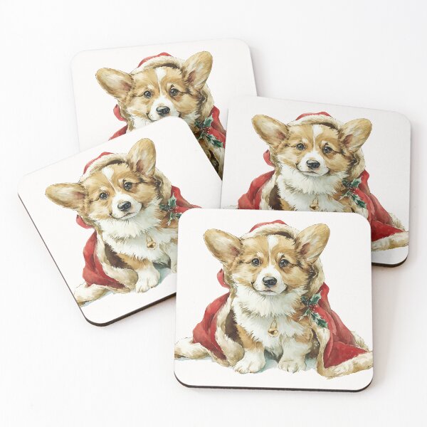 Item preview, Welsh corgi dog wearing his Santa Christmas cloak designed and sold by SusanAlisonArt.