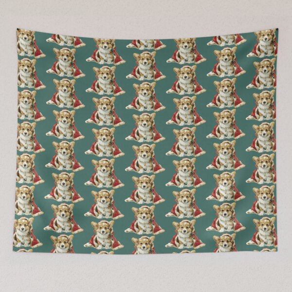 Item preview, Welsh corgi dog wearing his Santa Christmas cloak designed and sold by SusanAlisonArt.