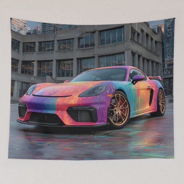Item preview, Porsche 718 Cayman GT4 Illustration Pop Art Décor designed and sold by AutoPopStudio.