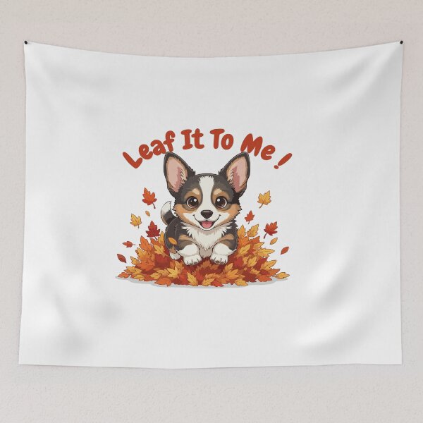 Item preview, Leaf It To Me Dorgi Dog Running in Fall Leaves Cute Autumn designed and sold by The Real Life Symphony.