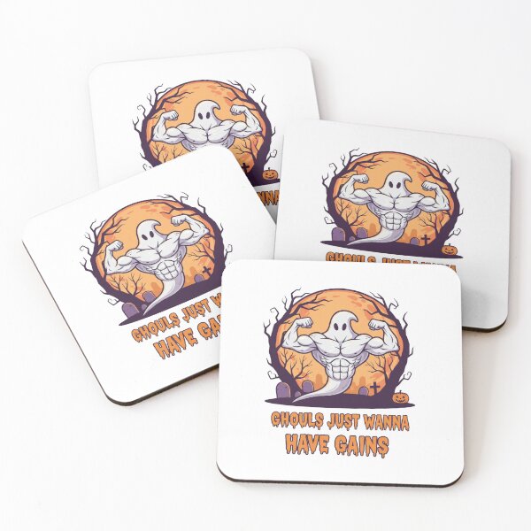Item preview, Ghouls Just Wanna Have Gains Muscular Ghost Halloween Gym Pun designed and sold by Bmd4Fitness.