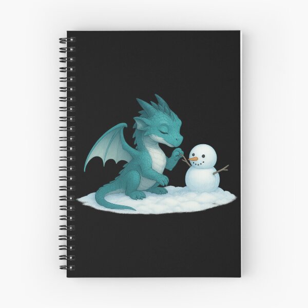 Item preview, Baby Ice Dragon Building a Snowman – Cute Winter Fantasy Art designed and sold by Hatchling Hollow.