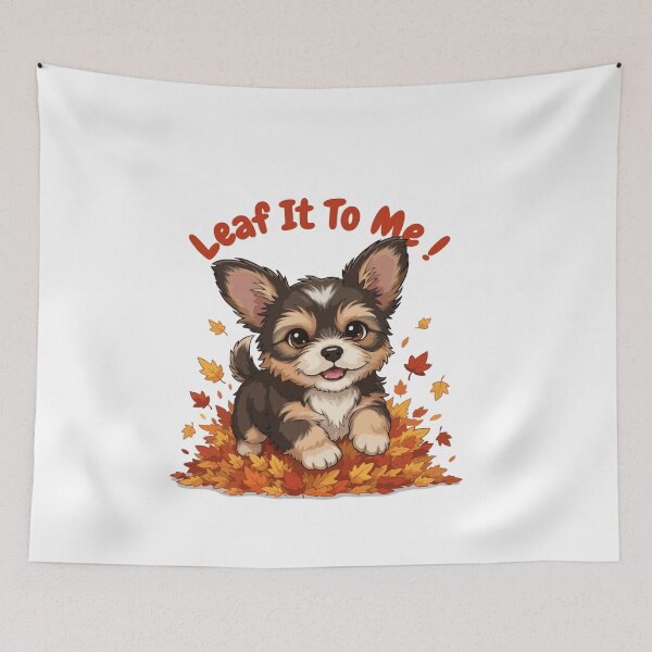 Item preview, Leaf It To Me Chorkie Dog Running in Fall Leaves Cute Autumn designed and sold by The Real Life Symphony.
