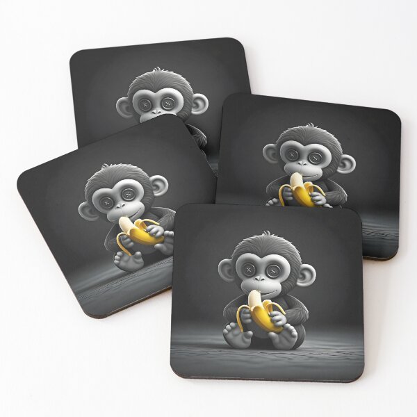 Item preview, Small monkey toy eating a banana designed and sold by PrintLabStudio.
