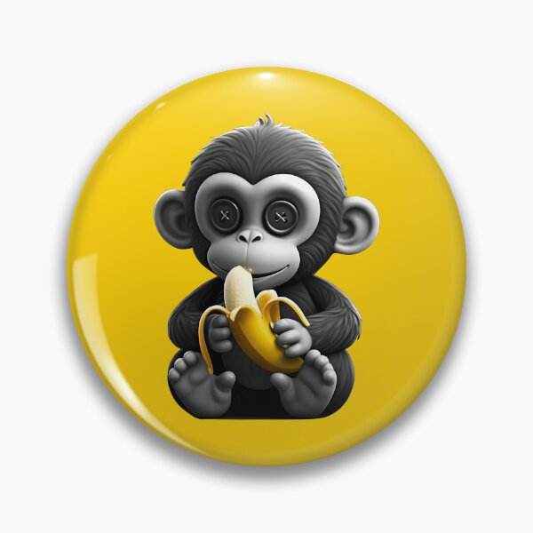 Item preview, Small monkey toy eating a banana designed and sold by PrintLabStudio.