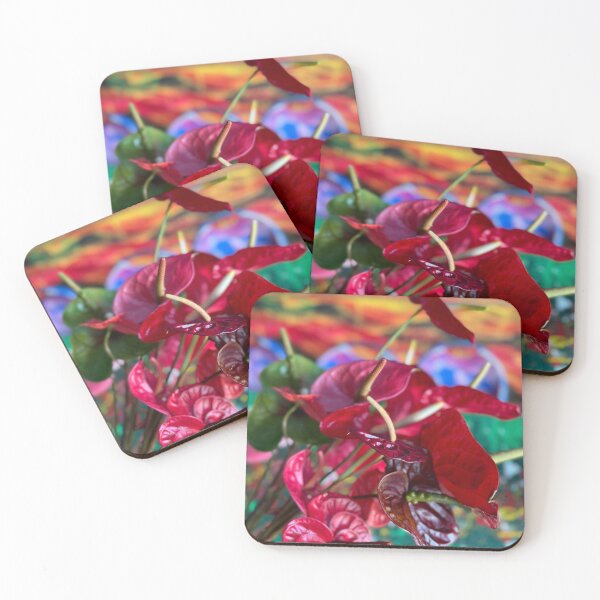 Item preview, Tropical Anthuriums Against Painted Sunset” designed and sold by TrisaThyme.