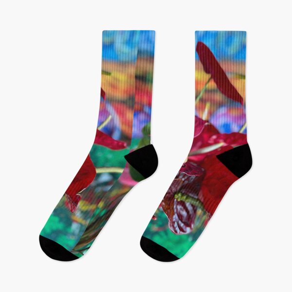Item preview, Tropical Anthuriums Against Painted Sunset” designed and sold by TrisaThyme.