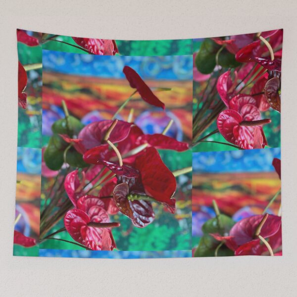 Item preview, Tropical Anthuriums Against Painted Sunset” designed and sold by TrisaThyme.