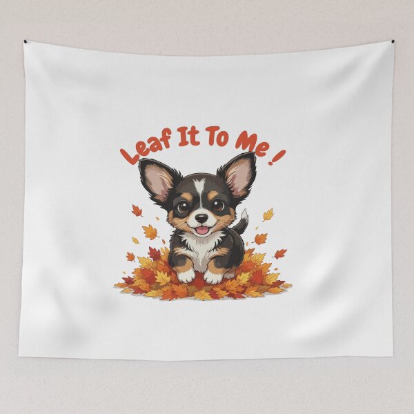 Item preview, Leaf It To Me Chiweenie Dog Running in Fall Leaves Cute Autumn designed and sold by The Real Life Symphony.