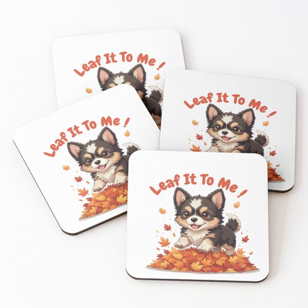 Item preview, Leaf It To Me Chipin Dog Running in Fall Leaves Cute Autumn designed and sold by The Real Life Symphony.