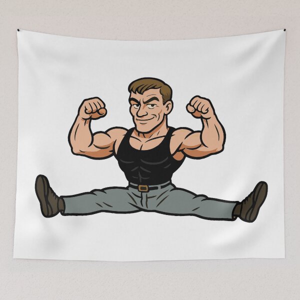 Item preview, Fighter champ Muscles from Brussels doing splits designed and sold by pixel-overdose.