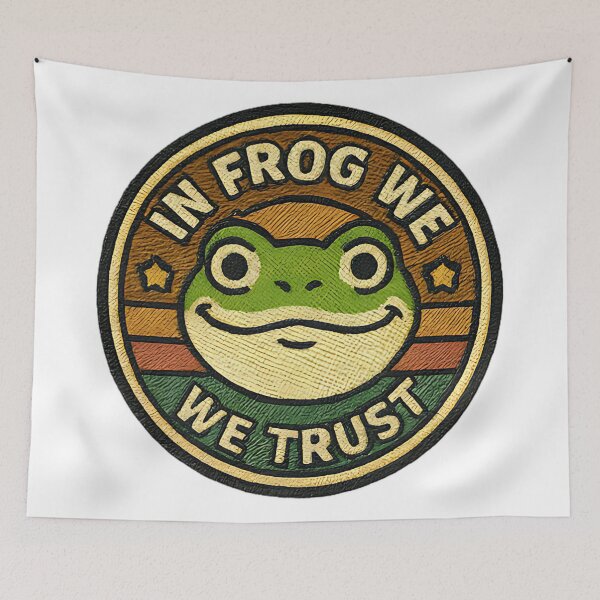 Item preview, In Frog We Trust funny frog lover design retro vintage amphibian humor quote designed and sold by ArtDesignTp.