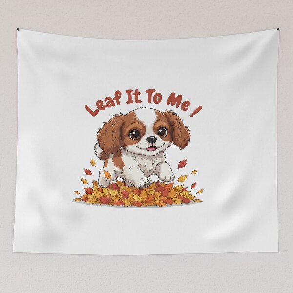 Item preview, Leaf It To Me English Toy Spaniel Dog Running in Fall Leaves Cute Autumn designed and sold by The Real Life Symphony.